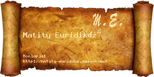 Matity Euridiké névjegykártya